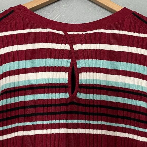 Lane Bryant Sweater Plus Size 22 24 Preppy Striped Stretch Ribbed Knit Y2K Retro - Picture 9 of 11